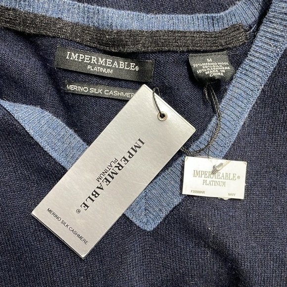 Impermeable Silk Merino Wool Cashmere Blend Sweater Vest Men’s Medium Preppy - Picture 2 of 7